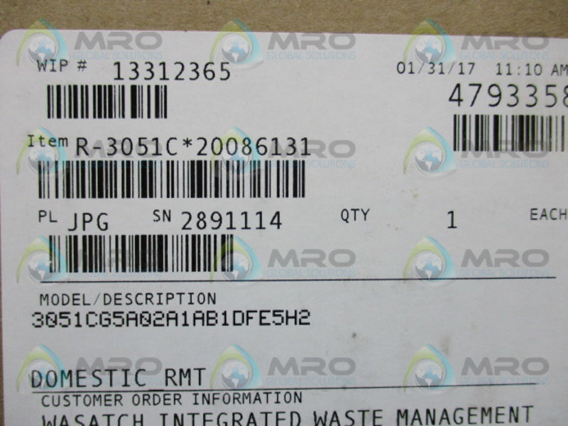 ROSEMOUNT 3051CG5A02A1AB1DFE5H2  PRESSURE TRANSMITTER  NSMP