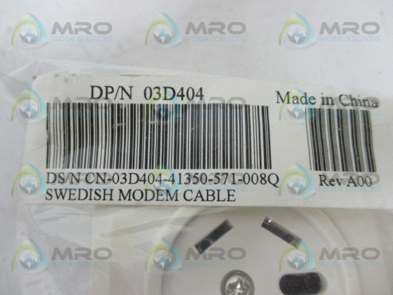 INDUSTRIAL MRO 03D404 SWEDISH MODEM CABLE * NEW IN FACTORY BAG *