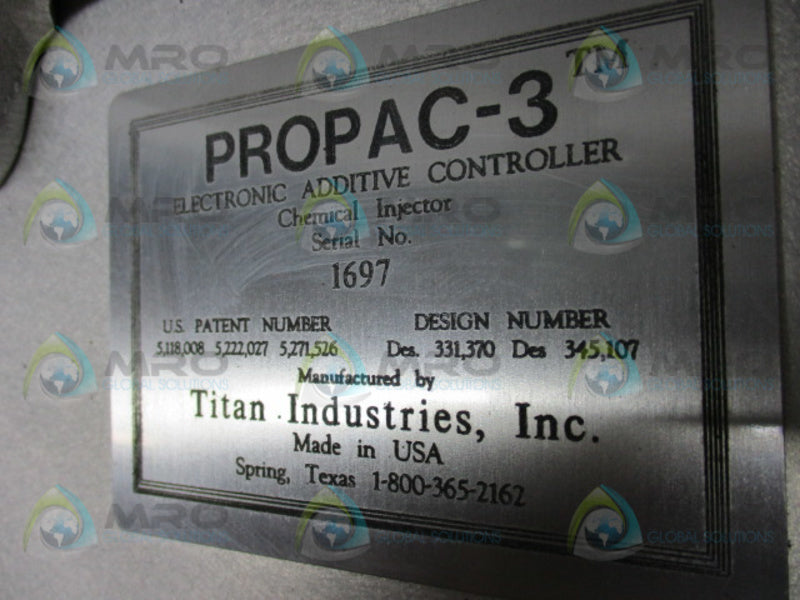TITAN INDUSTRIES PROPAC-3 ELECTRONIC ADDITIVE CONTROLLER  NSNP