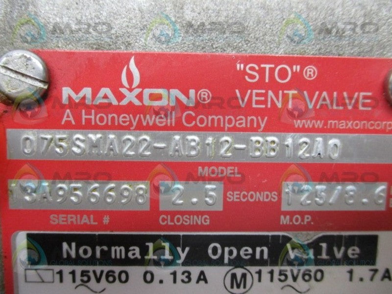 MAXON 075SMA22-AB12-BB12A0 VENT VALVE  UNMP