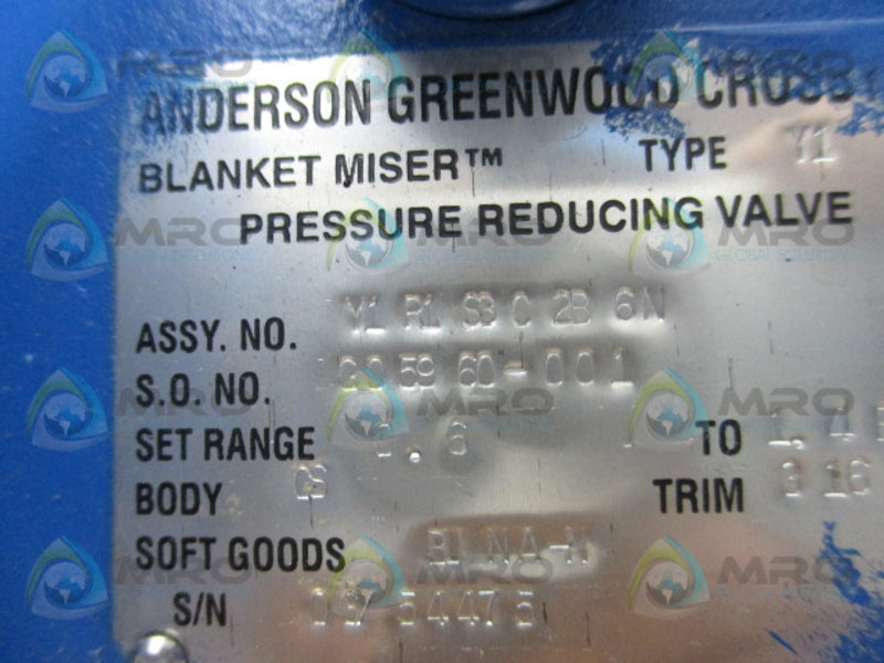 ANDERSON GREENWOOD CROSBY Y1 PRESSURE REDUCING VALVE  UNMP