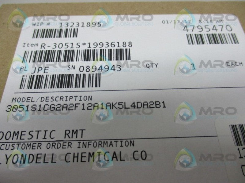 ROSEMOUNT 3051S1CG2A2F12A1AK5L4DA2B1 PRESSURE TRANSMITTER  NSMP