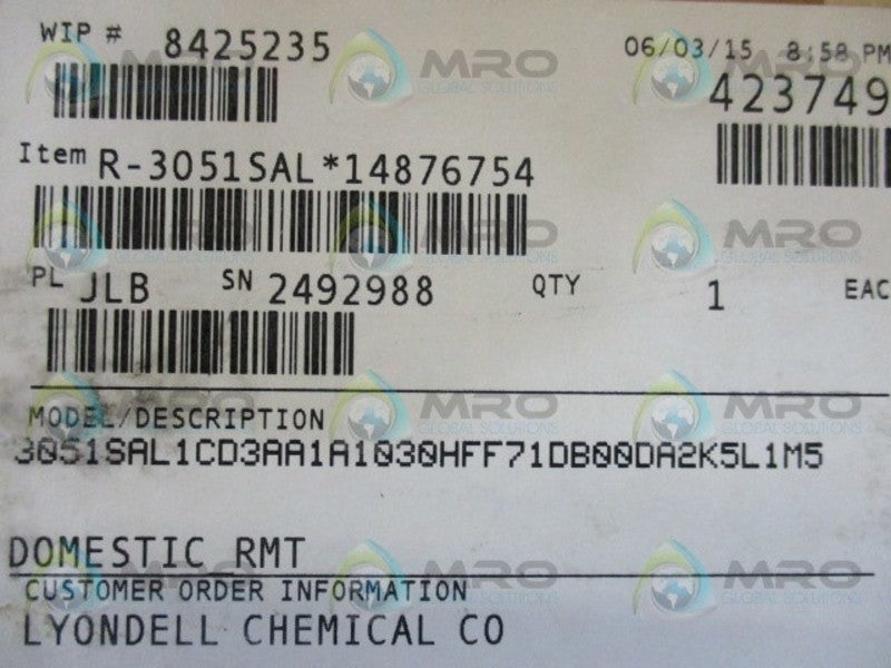 ROSEMOUNT 3051SAL1CD3AA1A1030HFF71DB00DA2K5L1M5 TRANSMITTER  NSMP