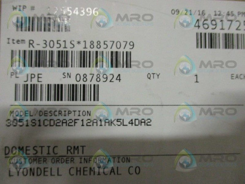 ROSEMOUNT 3051S1CD2A2F12A1AK5L4DA2 PRESSURE TRANSMITTER  NSMP