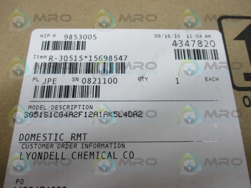 ROSEMOUNT 3051S1CG4A2F12A1AK5L4DA2 PRESSURE TRANSMITTER  NSMP