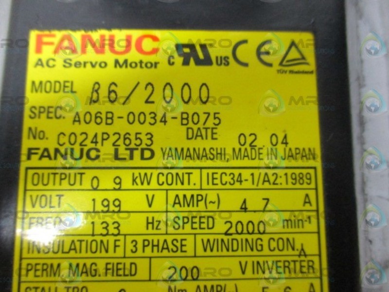FANUC A06B-0034-B075 AC SERVO MOTOR  NSNP