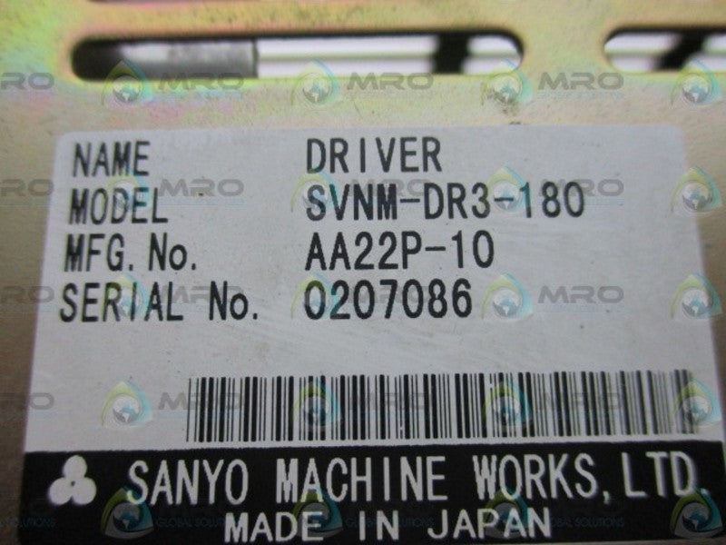 SANYO SVNM-DR3-180 NUTRUNNER DRIVER  UNMP