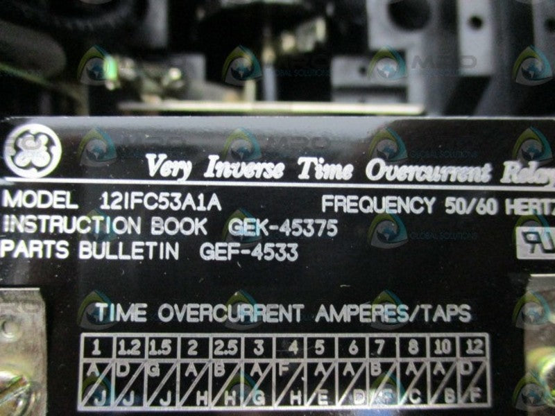 GENERAL ELECTRIC 12IFC53A1A TIME OVERCURRENT RELAY (AS PICTURED)  NSMP
