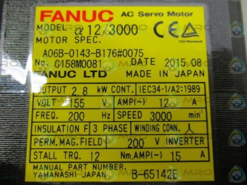 FANUC A06B-0143-B176#0075 AC SERVO MOTOR  NSMP