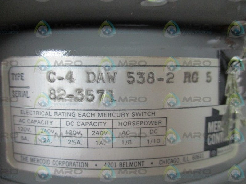 MERCOID CONTROL C-4 DAW 538-2 PRESSURE SWITCH  NSNP