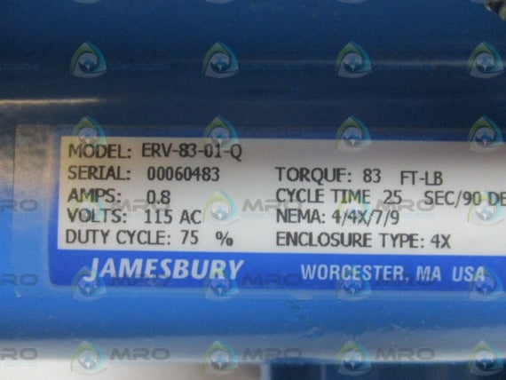JAMESBURY ERV-83-01-Q ACTUATOR VALVE * NEW IN BOX *
