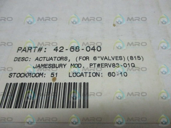 JAMESBURY ERV-83-01-Q ACTUATOR VALVE * NEW IN BOX *