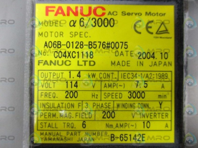 FANUC A06B-0128-B576#0075 AC SERVO MOTOR  NSMP
