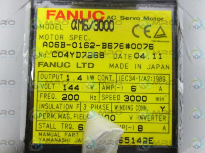 FANUC A06B-0162-B676#0076 AC SERVO MOTOR  NSMP