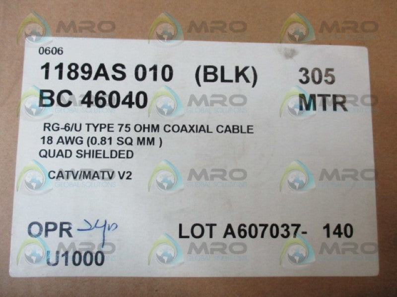 BELDEN 1189AS COAXIAL CABLE  NSMP