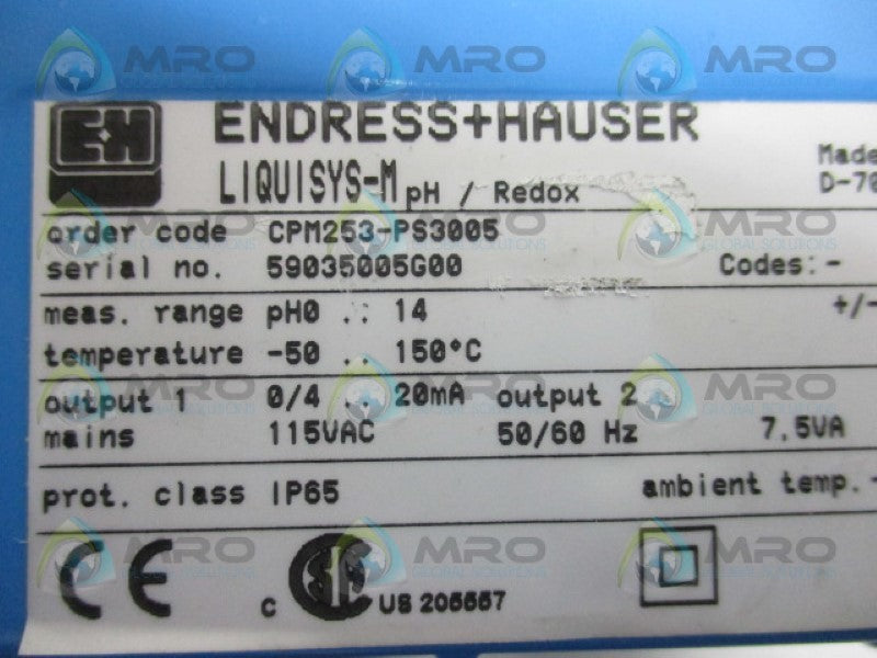 ENDRESS+HAUSER LIQUISYS-M CPM253-PS3005 NSMP