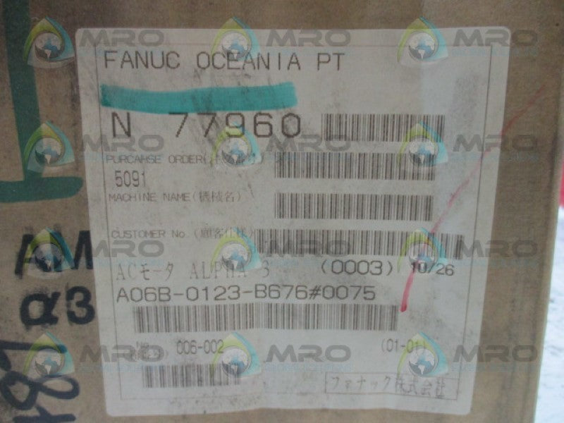 FANUC A06B-0123-B676#0075 AC SERVO MOTOR  NSMP