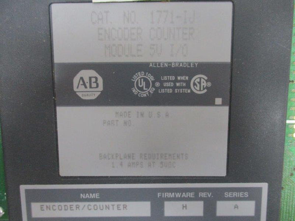ALLEN BRADLEY 1771-IJ ENCODER COUNTER MODULE SER. A F/W H  NSMP