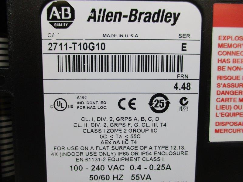 INDUSTRIAL SPARE PART 2711-T10G10 OPERATOR INTERFACE SER. E F/W 4.48  NSMP
