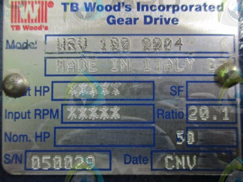 TB WOODS WRV 100 0004 GEAR DRIVE (AS PICTURED-SLIGHT CRACK)  NSNP