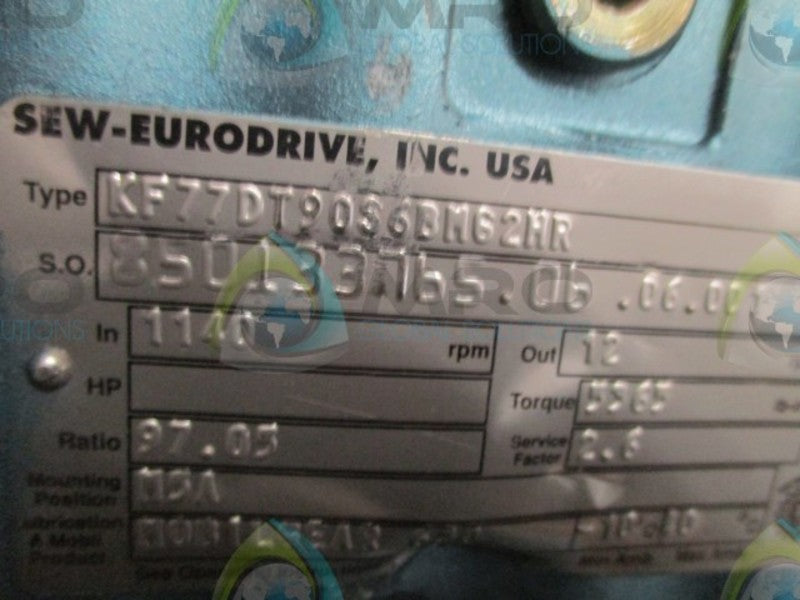 SEW-EURODRIVE KF77DT90S6BM62HR MOTOR w/DFT90S6BM62HR  NSNP
