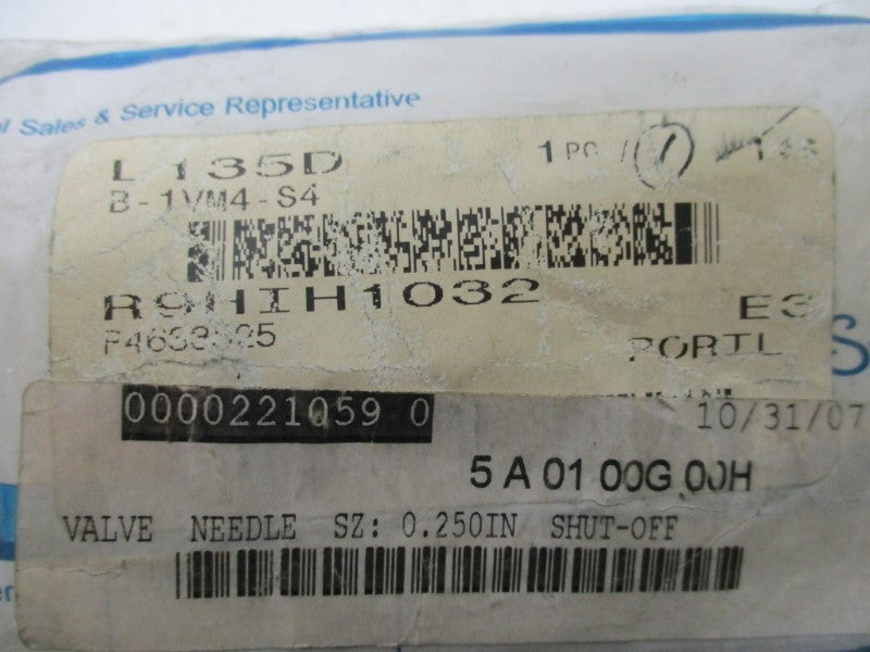 SWAGELOK B-1VM4-S4 * NEW IN FACTORY BAG *