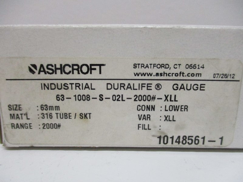 ASHCROFT 63-1008-S-02L-2000#-XLL  NSMP