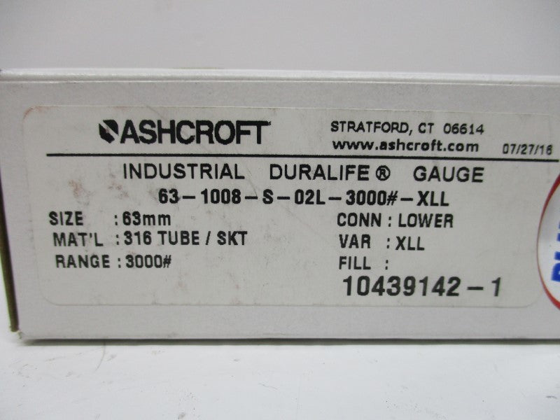 ASHCROFT 63-1008-S-02L-3000#-XLL  NSMP