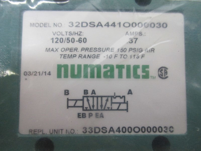 NUMATICS 32DSA441O000030 120V .37A NSFS