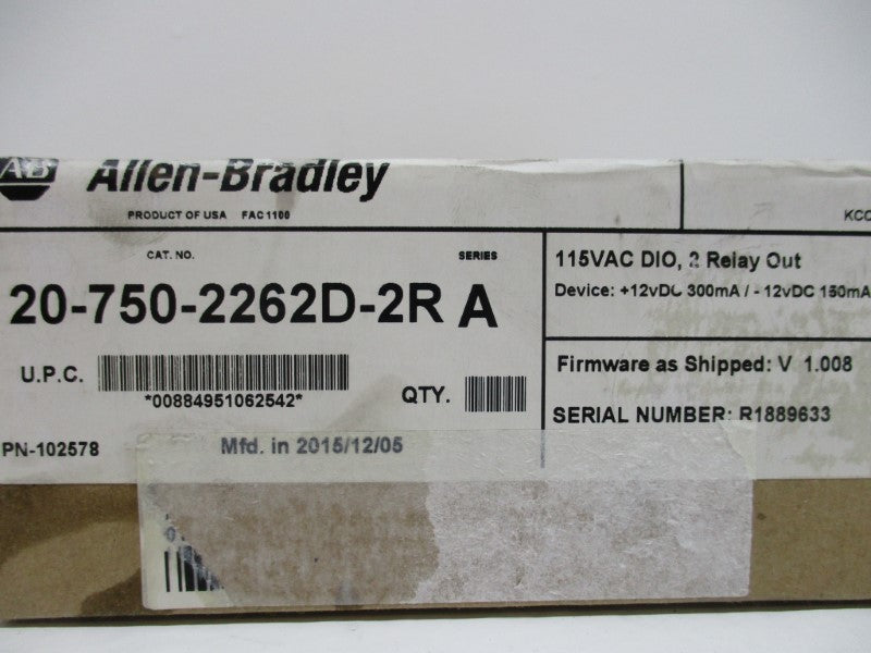ALLEN BRADLEY 20-750-2262D-2R MODULE SER. A F/W 1.008 DATE: 2015 NSFS