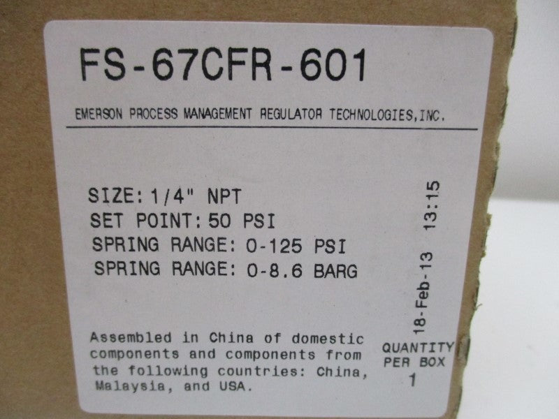 FISHER FS-67CFR-601 0-125 PSI NSMP
