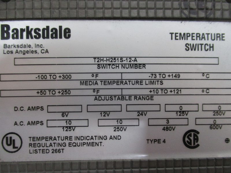 BARKSDALE T2H-H251S-12-A NSMP
