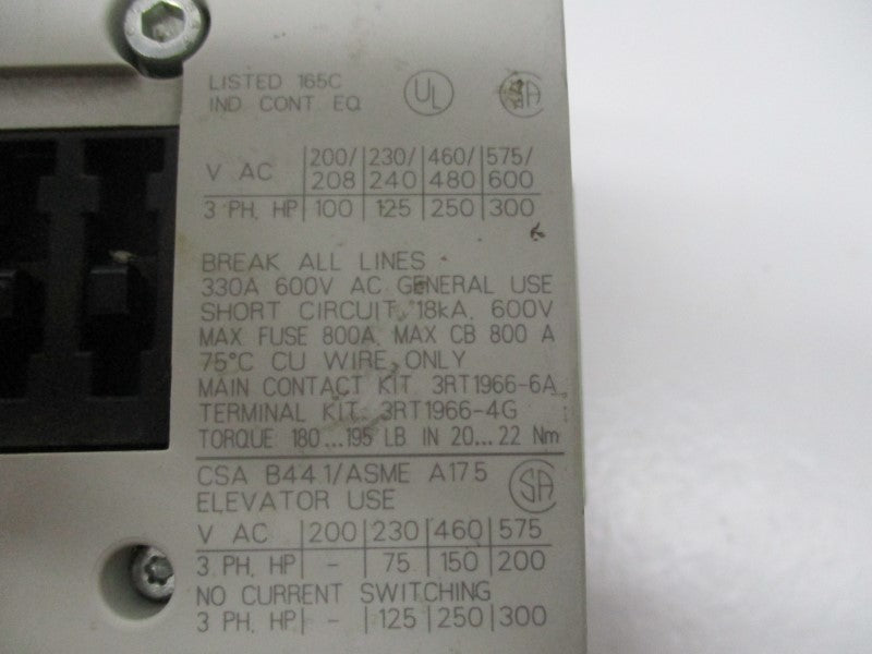 SIEMENS 3RT1066-6AF36 400V UNMP