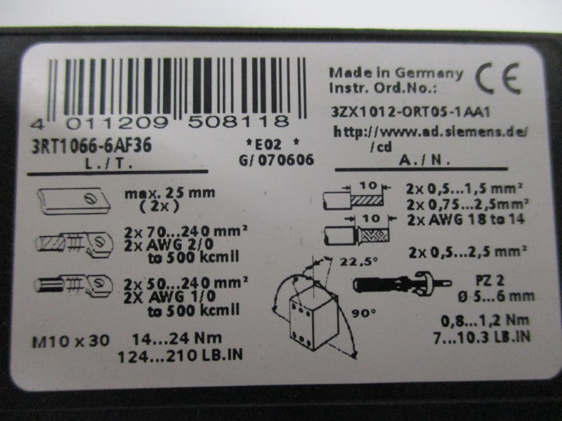 SIEMENS 3RT1066-6AF36 400V UNMP