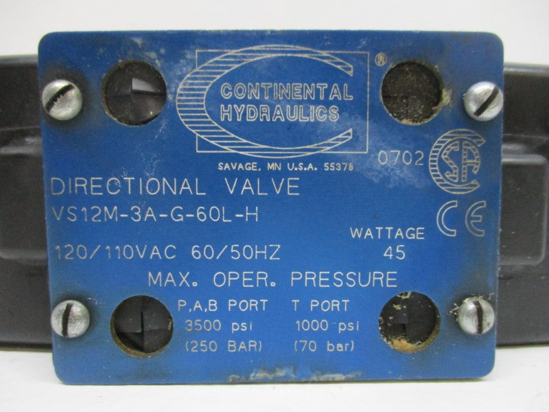 CONTINENTAL HYDRAULICS VS12M-3A-G-60L-H UNMP