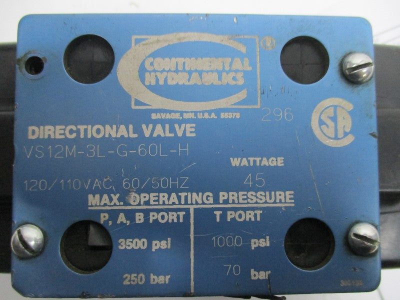CONTINENTAL HYDRAULICS VS12M-3L-G-60L-H UNMP