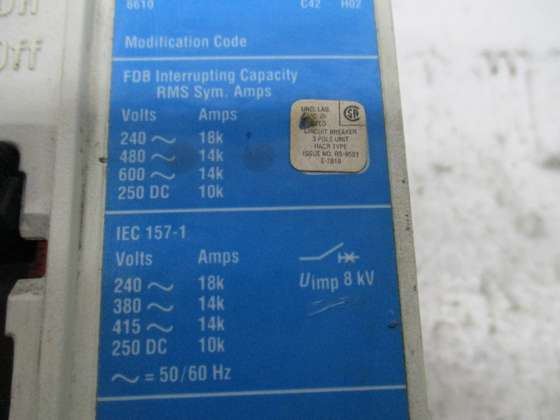 CUTLER HAMMER FDB3050 50A 600V UNMP