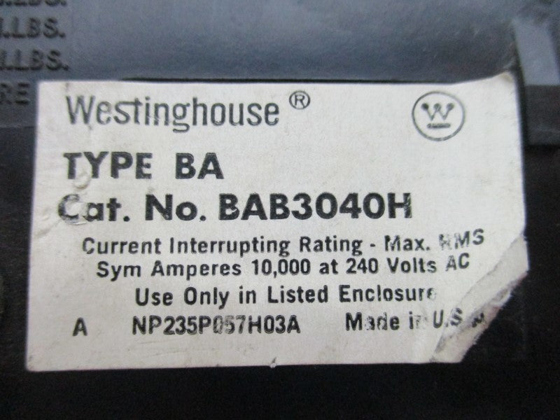 WESTINGHOUSE BAB3040H 40A 240V UNMP