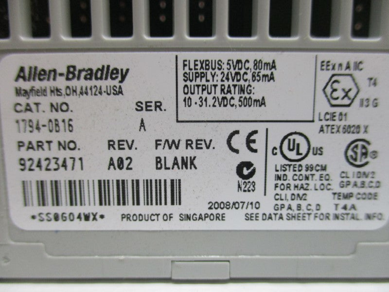 ALLEN BRADLEY 1794-OB16 SER. A F/W M06 NSMP