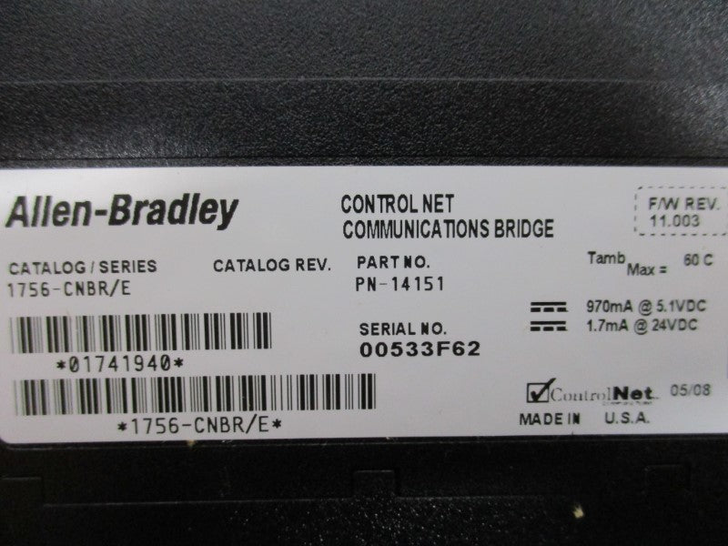 ALLEN BRADLEY 1756-CNBR SER. E F/W 11.003 NSMP