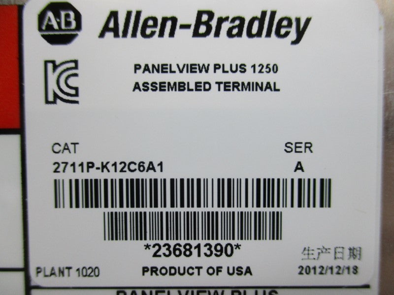 ALLEN BRADLEY 2711P-K12C6A1 SER. A NSMP