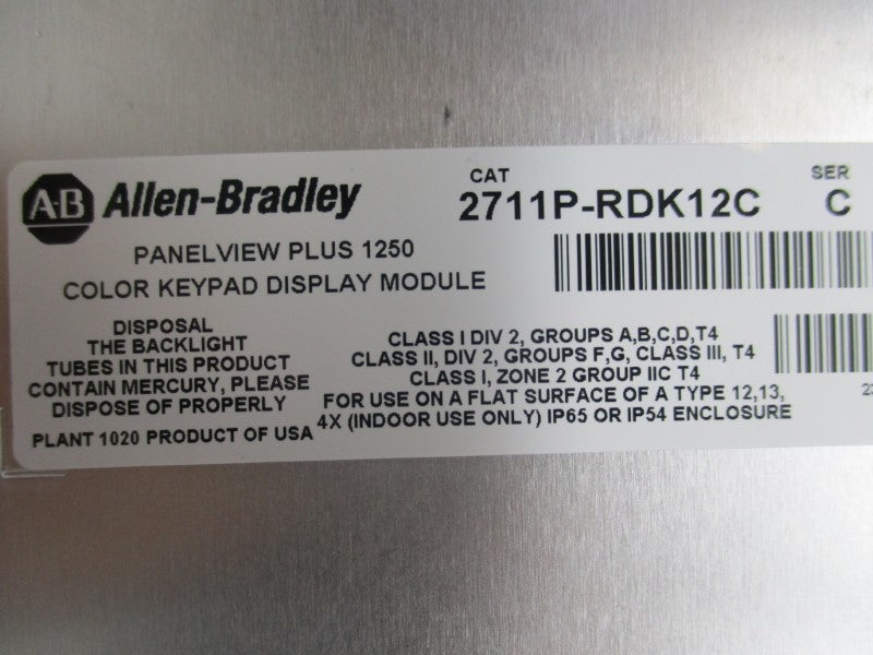 ALLEN BRADLEY 2711P-K12C6A1 SER. A NSMP
