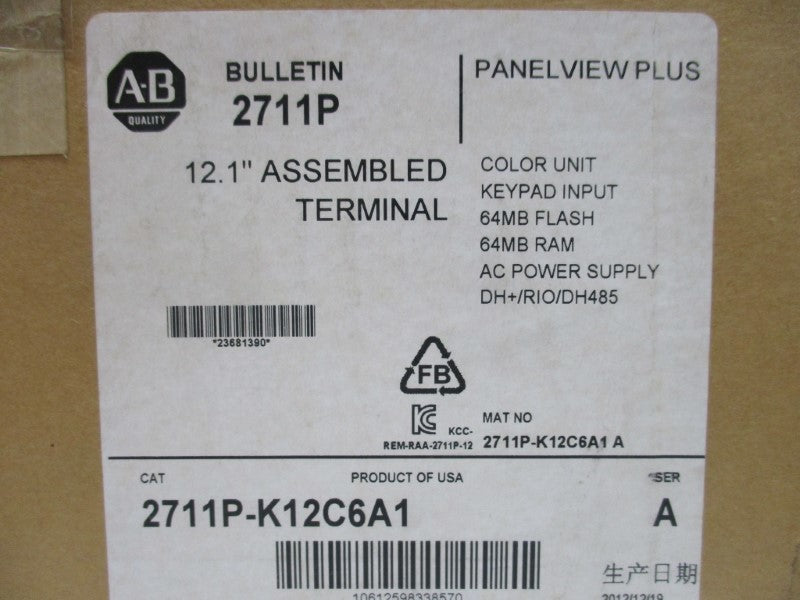 ALLEN BRADLEY 2711P-K12C6A1 SER. A NSMP