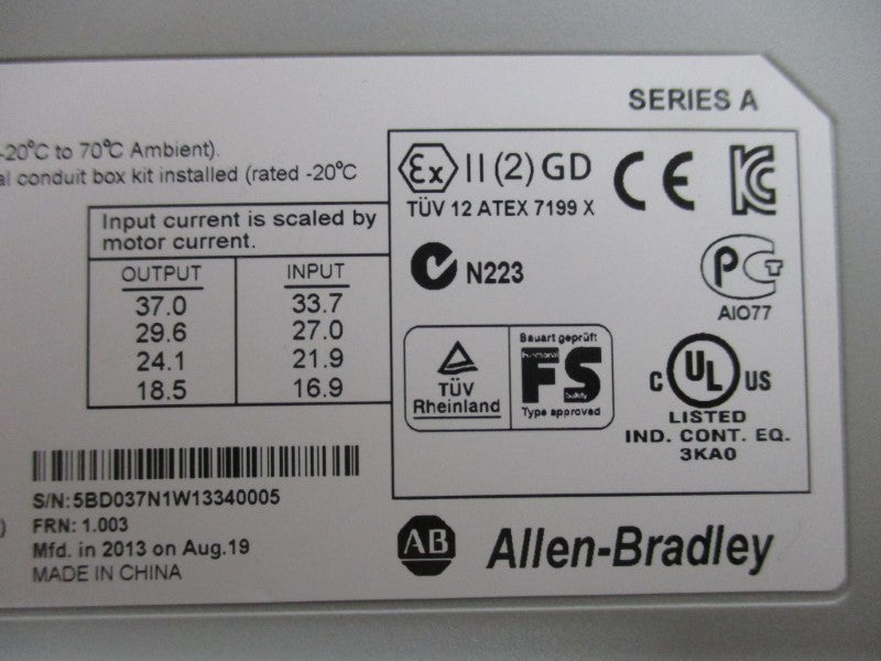 ALLEN BRADLEY 25B-D037N114 SER. A F/W 1.003 NSMP