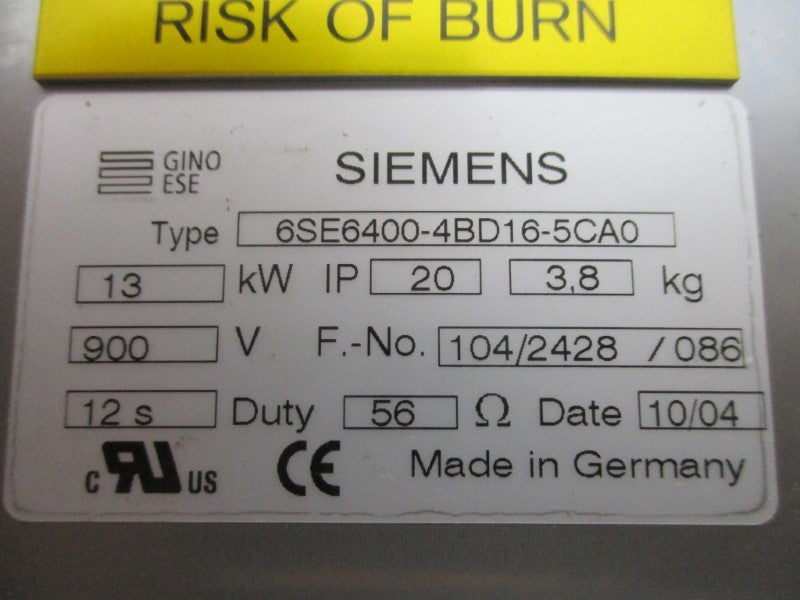 SIEMENS 6SE6400-4BD16-5CA0 850VDC 15.2A NSMP