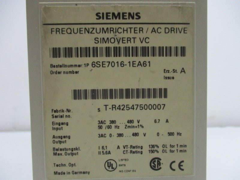 SIEMENS 6SE7021-8EB61 UNMP