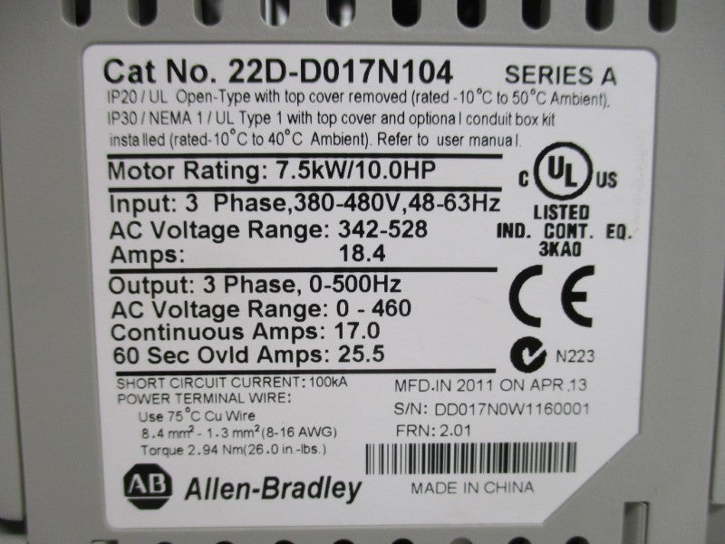 INDUSTRIAL SPARE PART 22D-D017N104 SER. A F/W 2.01 NSMP