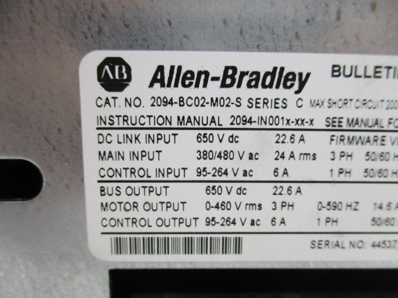 ALLEN BRADLEY 2094-BC02-M02-S SER. C F/W 1.132 NSMP
