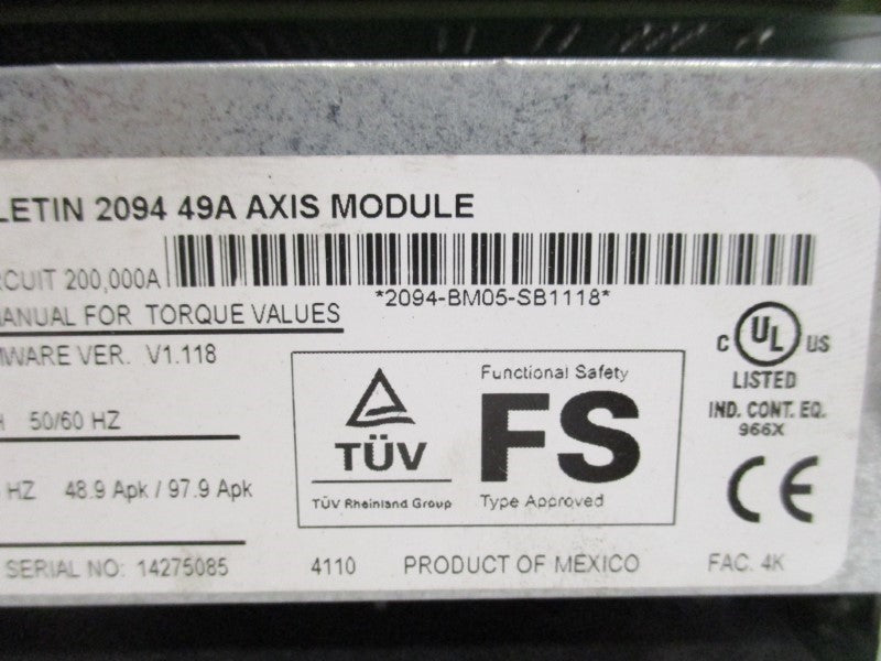 ALLEN BRADLEY 2094-BM05-S SER. B F/W 1.118 NSMP