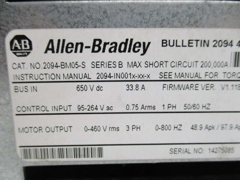 ALLEN BRADLEY 2094-BM05-S SER. B F/W 1.118 NSMP